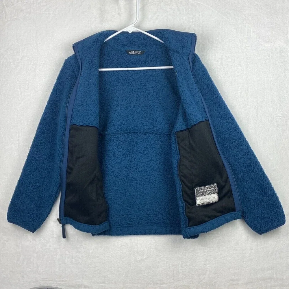 The North Face Fleece Jacket Kids Large Blue Sherpa Full Zip Pockets Casual Boys